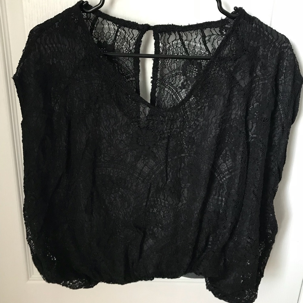 Free People XS Oversized Lace Crop Top